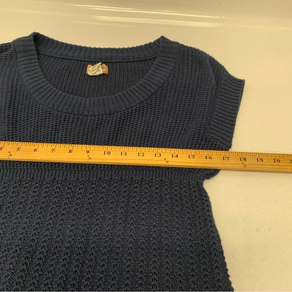Mudd‎ Y2K Empire Sweater Large  Blue Scoop Neck Cap Sleeve Long Line Boho Casual - Picture 9 of 10